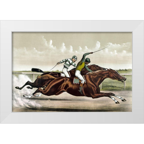 Great Horses in a Great Race White Modern Wood Framed Art Print by Cameron, J.