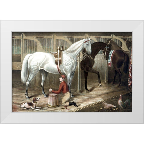 The Jockeys prayer White Modern Wood Framed Art Print by Smith, Rae