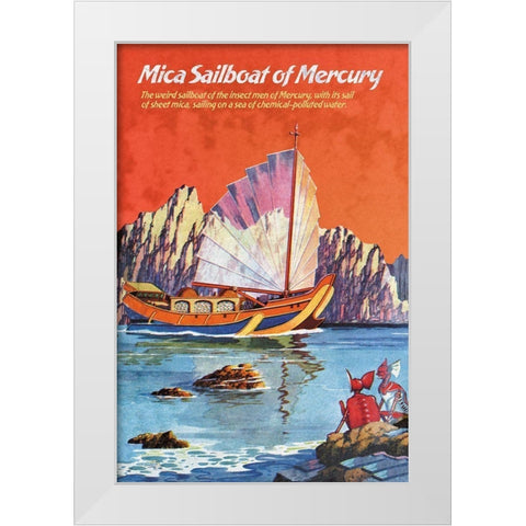 Mica Sailboat of Mercury White Modern Wood Framed Art Print by Retrosci-fi
