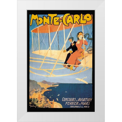 Monte Carlo Concours dAviation White Modern Wood Framed Art Print by Grun, Jules Alexandre