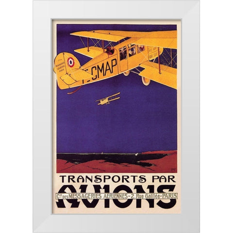 Transports par Avions White Modern Wood Framed Art Print by Money, N R