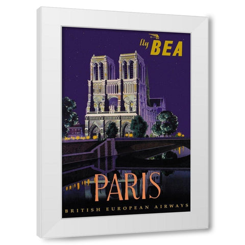 Fly BEA Paris White Modern Wood Framed Art Print by Padden, Daphne