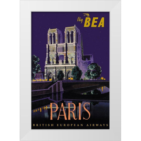 Fly BEA Paris White Modern Wood Framed Art Print by Padden, Daphne