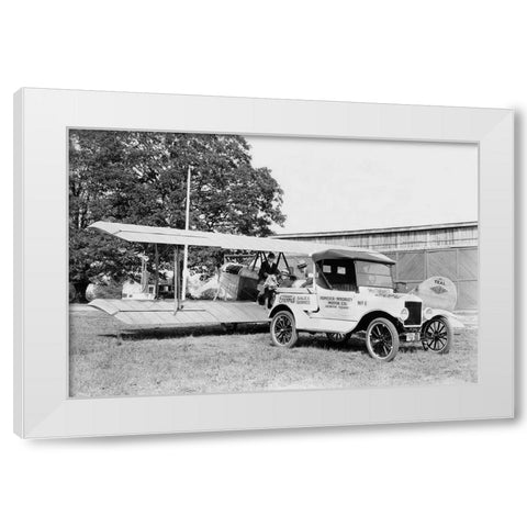 Ford Towing Plane White Modern Wood Framed Art Print by Unknown