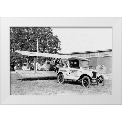 Ford Towing Plane White Modern Wood Framed Art Print by Unknown