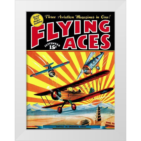 Flying Aces over the Rising Sun White Modern Wood Framed Art Print by Mayshark, C.B.