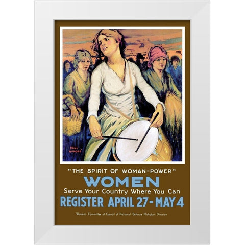 The Spirit of Woman-Power White Modern Wood Framed Art Print by Honore