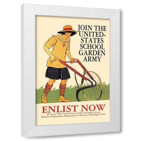 Join the United States School Garden Army White Modern Wood Framed Art Print by Penfield, Edward
