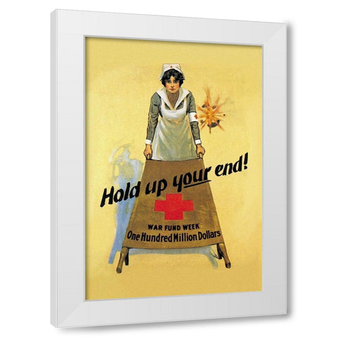 Hold Up Your End White Modern Wood Framed Art Print by King, W.B.