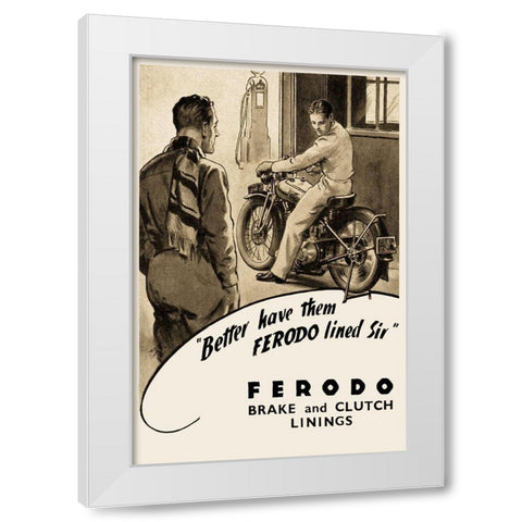 Ferodo Brake and Clutch Linings White Modern Wood Framed Art Print by Unknown
