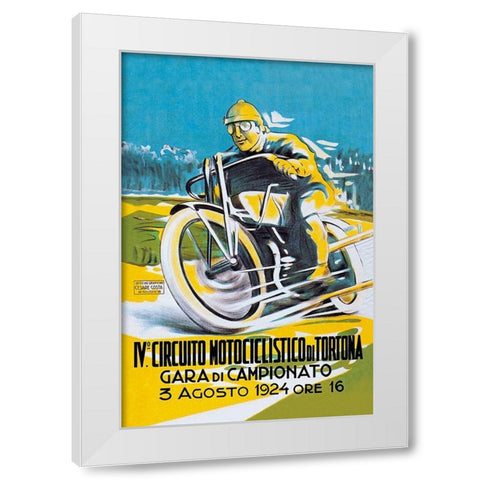 4th Motorcycle Circuit of Tortona White Modern Wood Framed Art Print by Unknown