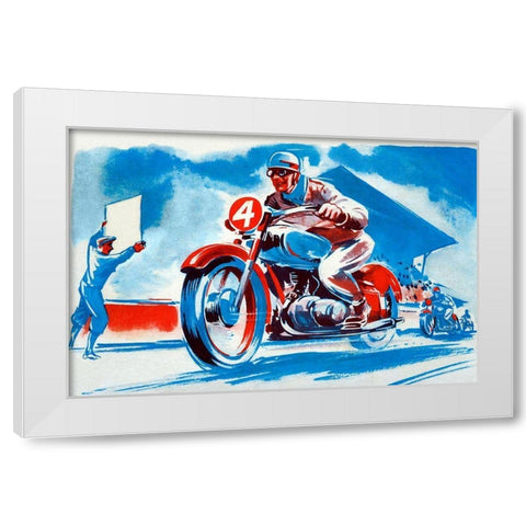 No. 4 Motorcycle White Modern Wood Framed Art Print by Unknown