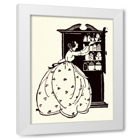 Homemaker Pulls China From Vitrine White Modern Wood Framed Art Print by Parrish, Maxfield