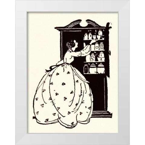 Homemaker Pulls China From Vitrine White Modern Wood Framed Art Print by Parrish, Maxfield