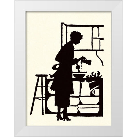 Homemaker Waters Plants in a Home White Modern Wood Framed Art Print by Parrish, Maxfield
