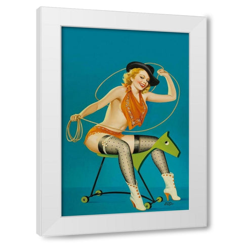 Flirt Magazine: Roping the Horse White Modern Wood Framed Art Print by Driben, Peter