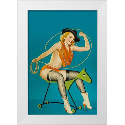 Flirt Magazine: Roping the Horse White Modern Wood Framed Art Print by Driben, Peter