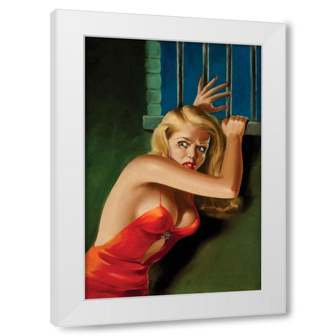 The Prisoner - Pulp Cover White Modern Wood Framed Art Print by Driben, Peter