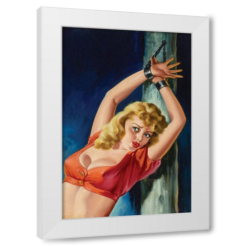 Pulp Cover - The Captive White Modern Wood Framed Art Print by Driben, Peter