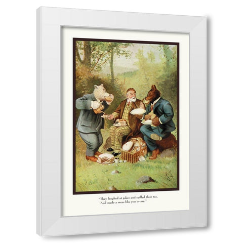 Teddy Roosevelts Bears: Teddy B and Teddy G at a Picnic White Modern Wood Framed Art Print by Culver, R.K.