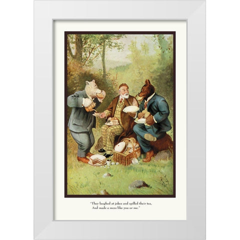 Teddy Roosevelts Bears: Teddy B and Teddy G at a Picnic White Modern Wood Framed Art Print by Culver, R.K.