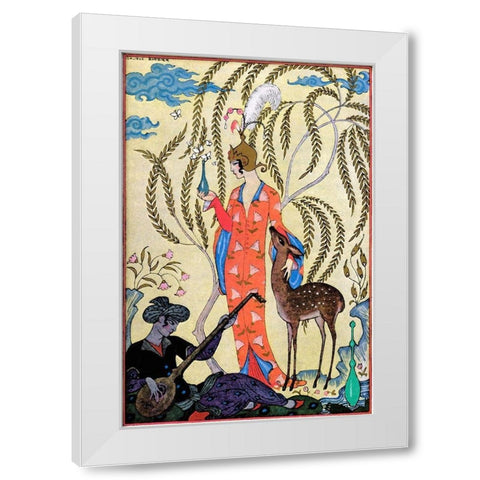 Persia White Modern Wood Framed Art Print by Barbier, Georges