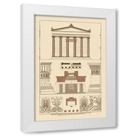 Portico, Coffer and Palmette-Ornament White Modern Wood Framed Art Print by Buhlmann, J.
