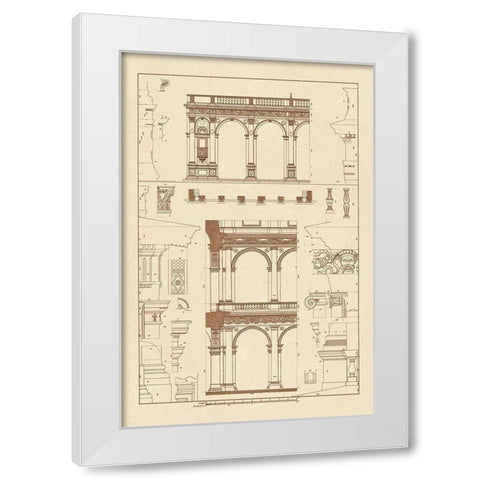 Porch of the Cathedral of Spoleto and Arcade from Palazzo Farnese White Modern Wood Framed Art Print by Buhlmann, J.