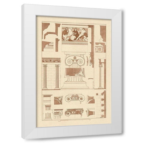 Ionic Orders and Capitals, Polychrome White Modern Wood Framed Art Print by Buhlmann, J.