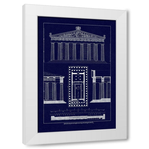 The Parthenon at Athens (Blueprint) White Modern Wood Framed Art Print by Buhlmann, J.