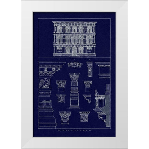 Palazzo Vendramin-Calergi at Venice (Blueprint) White Modern Wood Framed Art Print by Buhlmann, J.