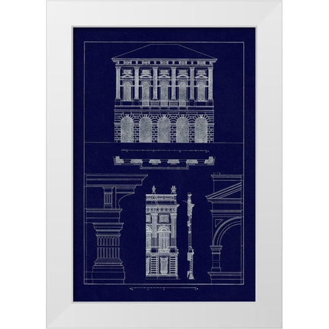 Palazzo Verzi at Verona, Palazzo Madama (Blueprint) White Modern Wood Framed Art Print by Buhlmann, J.