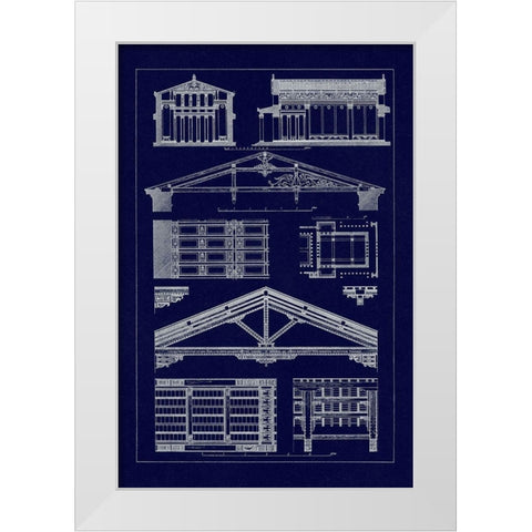 Internal Decoration of Roof (Blueprint) White Modern Wood Framed Art Print by Buhlmann, J.
