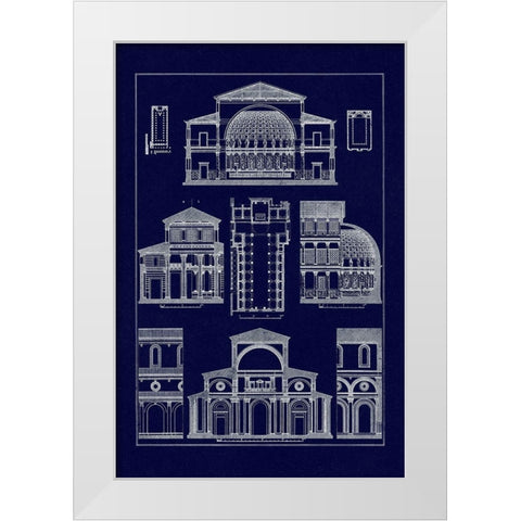 Interior of Basilica (Blueprint) White Modern Wood Framed Art Print by Buhlmann, J.