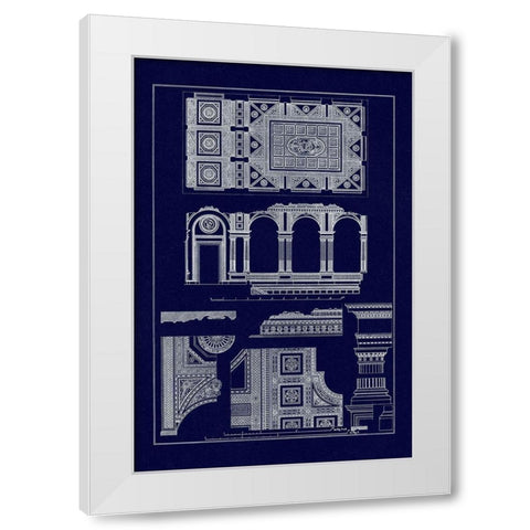 Covered Ceiling, Hotel de Villa (Blueprint) White Modern Wood Framed Art Print by Buhlmann, J.