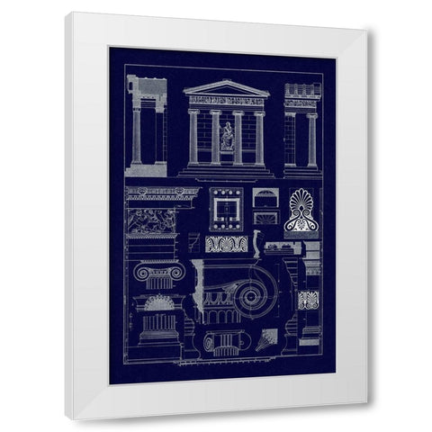Temple of Nike Apteros at Athens (Blueprint) White Modern Wood Framed Art Print by Buhlmann, J.