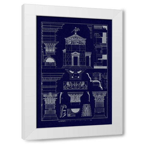 Tower of the Winds and Stoa of Hadrian (Blueprint) White Modern Wood Framed Art Print by Buhlmann, J.