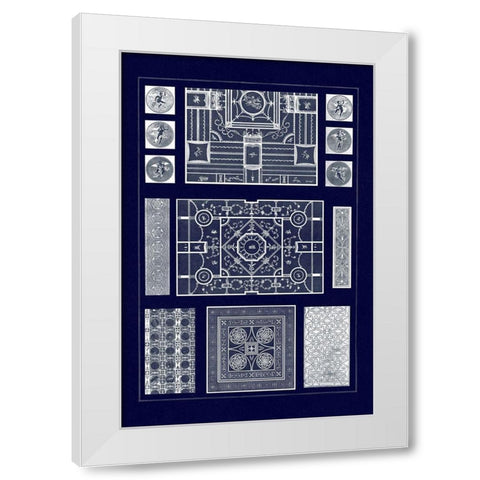 Painted Ceilings and Pavements from Pompeii (Blueprint) White Modern Wood Framed Art Print by Buhlmann, J.