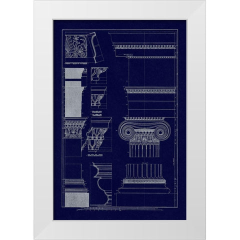 Details from the North Portico of the Erechtheum (Blueprint) White Modern Wood Framed Art Print by Buhlmann, J.
