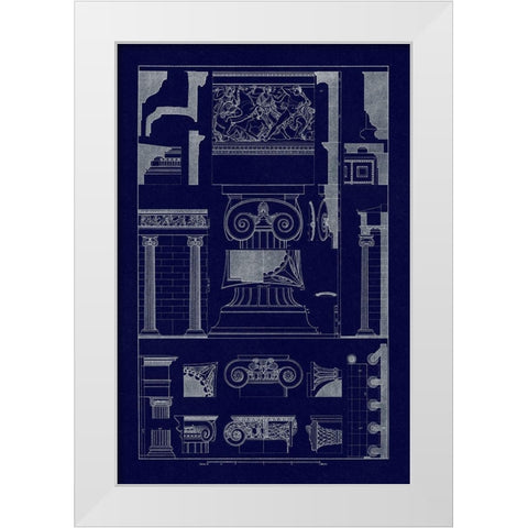 Ionic Capitals (Blueprint) White Modern Wood Framed Art Print by Buhlmann, J.