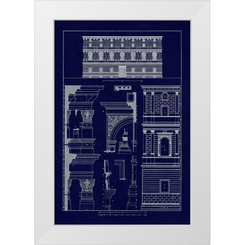 Palazzo Giraud at Rome (Blueprint) White Modern Wood Framed Art Print by Buhlmann, J.