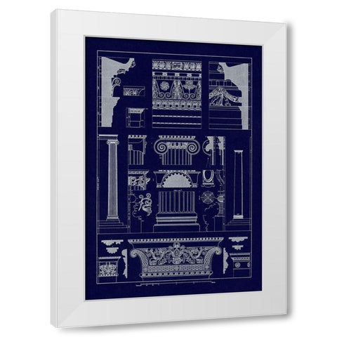Entablatures and Capitals (Blueprint) White Modern Wood Framed Art Print by Buhlmann, J.