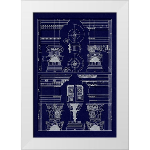 Pediments of the Renaissance (Blueprint) White Modern Wood Framed Art Print by Buhlmann, J.