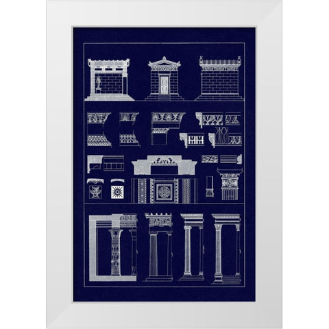 Hellenic Chapel and Decorative Forms (Blueprint) White Modern Wood Framed Art Print by Buhlmann, J.