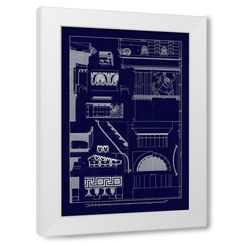 Details of Parthenon at Athens (Blueprint) White Modern Wood Framed Art Print by Buhlmann, J.