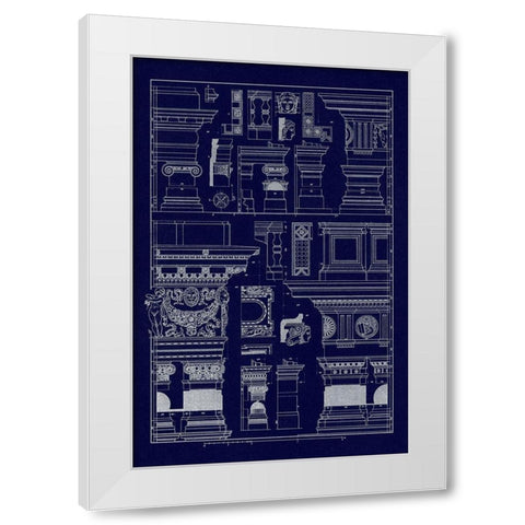 Details of Basilica at Vicenza and Library at Venice (Blueprint) White Modern Wood Framed Art Print by Buhlmann, J.