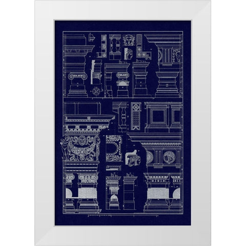 Details of Basilica at Vicenza and Library at Venice (Blueprint) White Modern Wood Framed Art Print by Buhlmann, J.