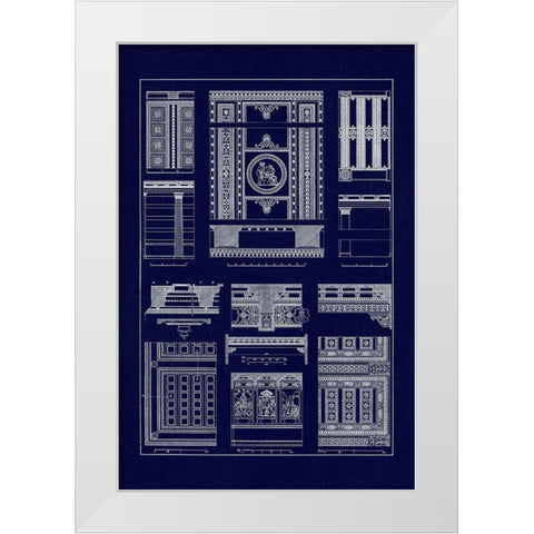 Ceilings with Visible Course of Beams (Blueprint) White Modern Wood Framed Art Print by Buhlmann, J.