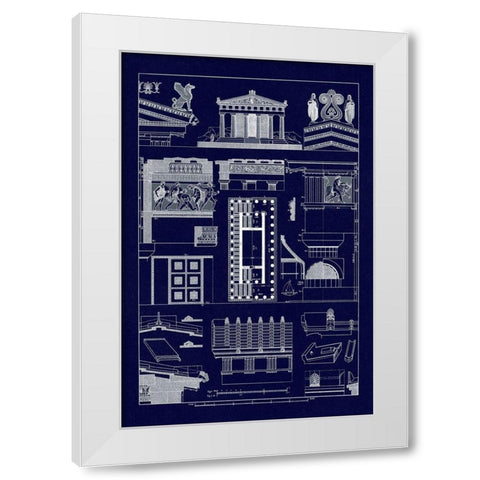 Temple of Athene and Theseus, Polychrome (Blueprint) White Modern Wood Framed Art Print by Buhlmann, J.