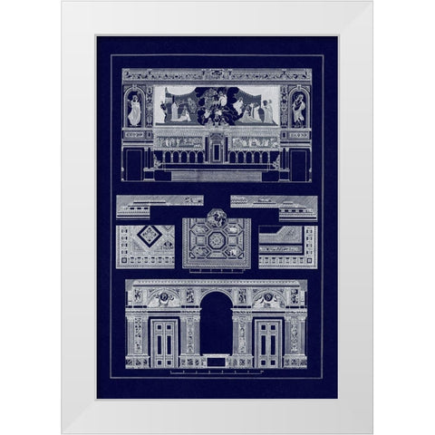 Decoration of Large Halls, Polychrome (Blueprint) White Modern Wood Framed Art Print by Buhlmann, J.
